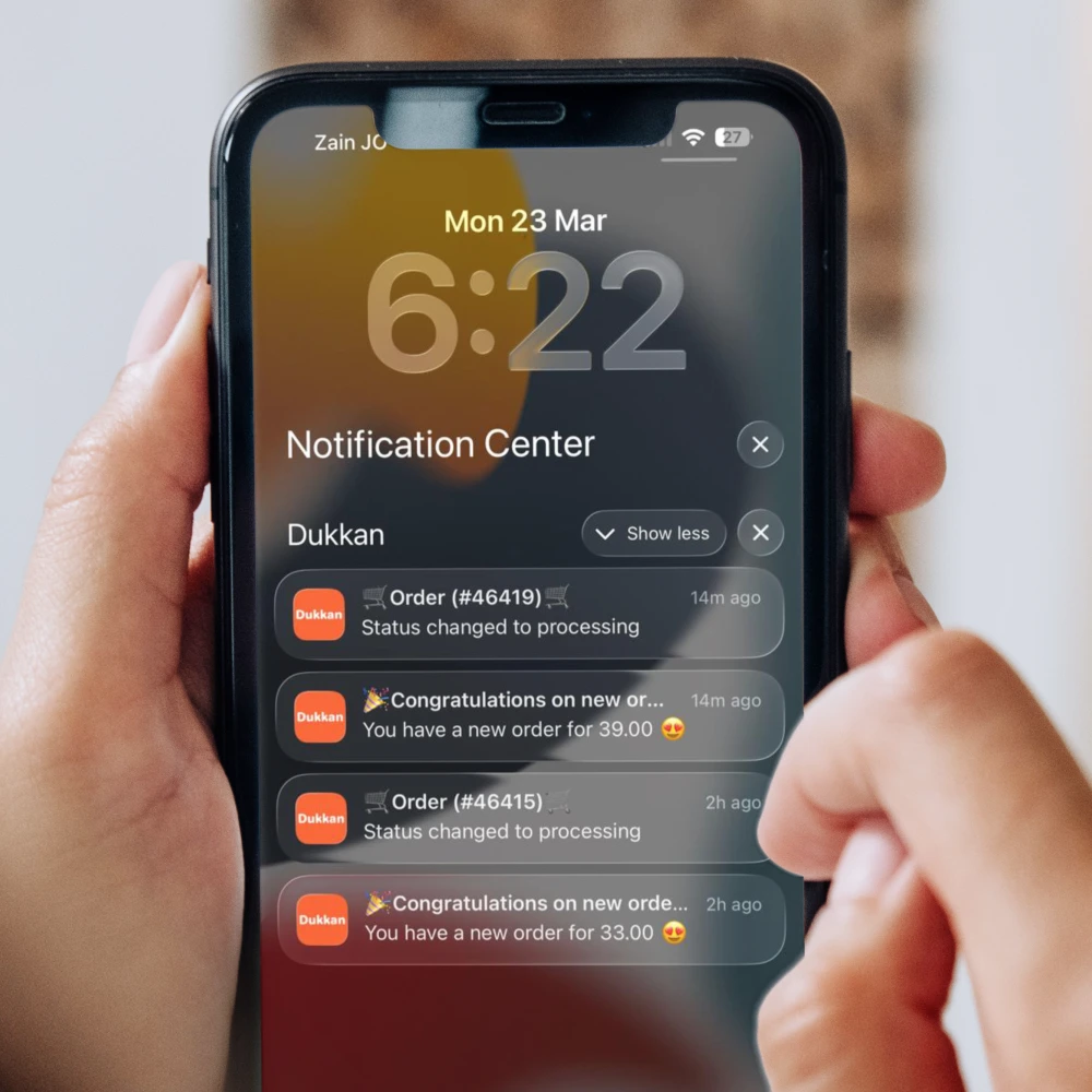 Dukkan woocommerce order push notification for new order